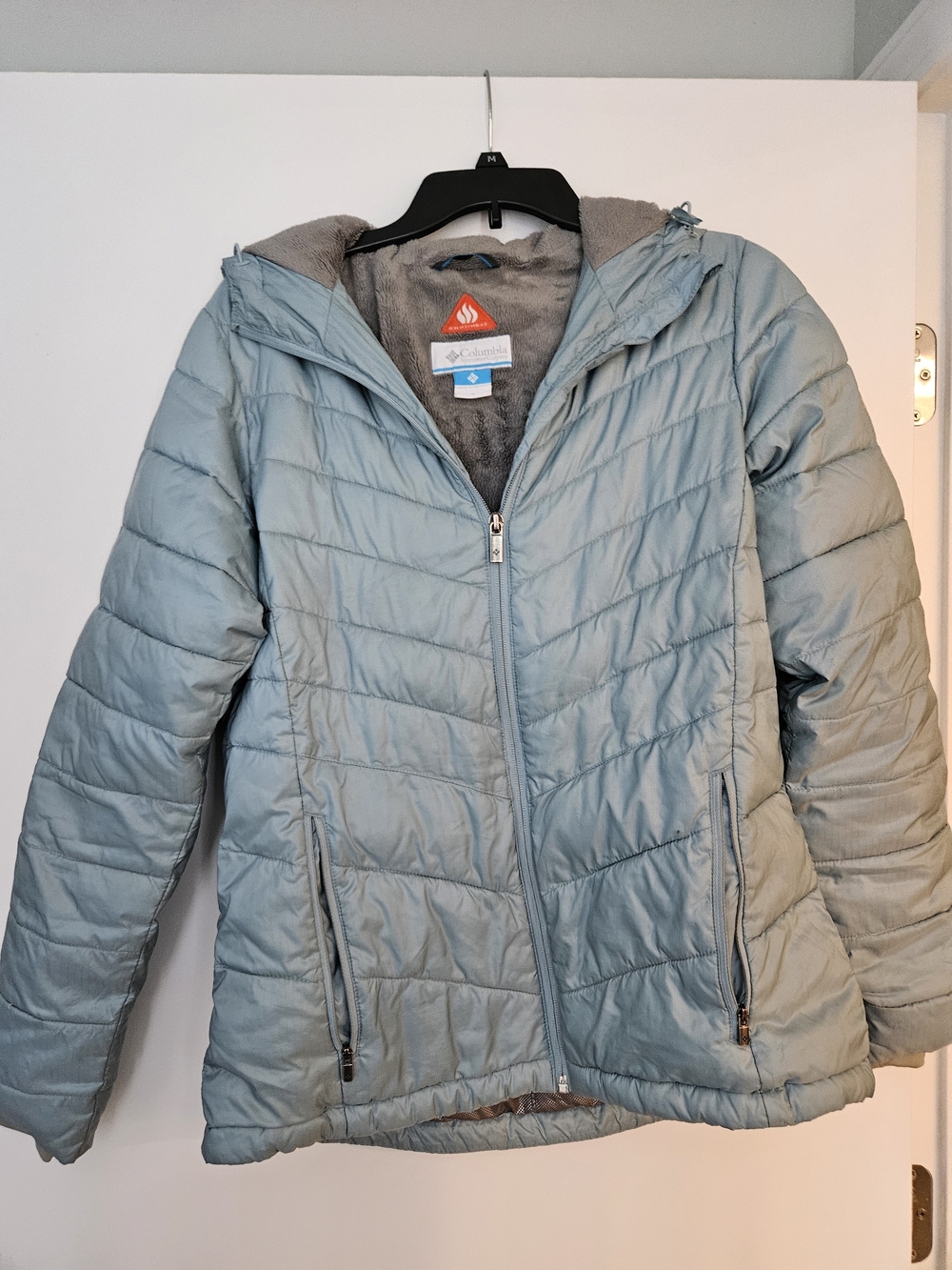 Columbia Light Blue Quilted Hooded Puffer Jacket